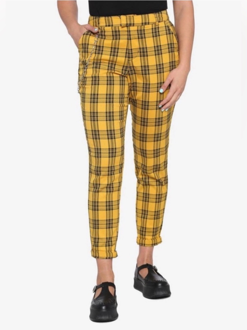 Hot Topic Yellow & Black Plaid Pants